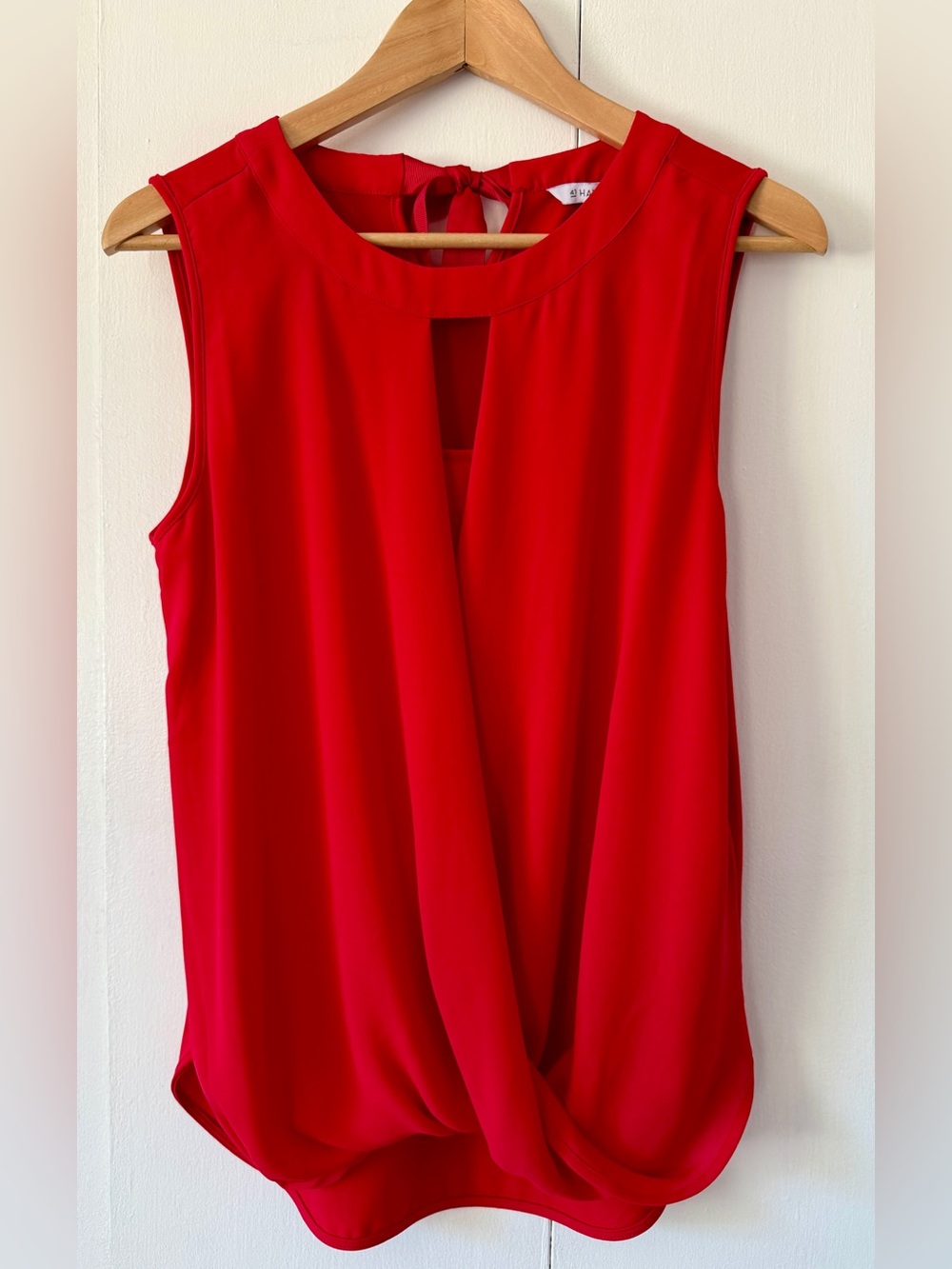41 Hawthorne Sleeveless Red Draped Front Blouse